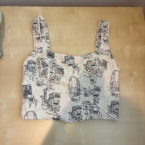 Abercrombie and Fitch Linen Blend Printed Top S